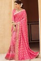 Latest Georgette Embroidered Pink Saree with Blouse