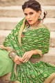 Embroidered Saree in Green Georgette