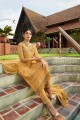 Yellow Satin Georgette Palazzo Suits with Satin Georgette