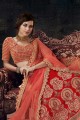 Embroidered Silk Party Lehenga Choli in Red