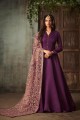 Silk Anarkali Suits with Silk in Purple