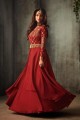 Silk Anarkali Suits in Red with Silk