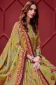 Palazzo Suits in Olive Green Silk with Cotton