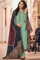 Cotton Palazzo Suits in Green with dupatta