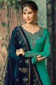 Satin Georgette Satin Georgette Sharara Suits in Green with dupatta