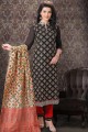 Black Churidar Suits in Silk with Chanderi