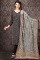 Black Banarsi Jacquard Silk Churidar Suits