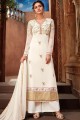 Viscose White Palazzo Suits in Georgette