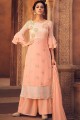 Peach Palazzo Suits with Georgette Viscose