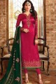 Rani Pink Satin Georgette Churidar Suits in Satin Georgette