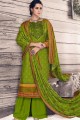 Palazzo Suits in Olive Green Pure pashmina with Pure pashmina