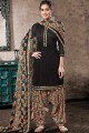 Black Jacquard Patiala Suits with Cotton