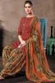 Light Maroon Patiala Salwar Patiala Suits in Jacquard with Cotton