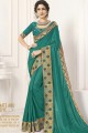 Green Saree in Silk with Embroidered