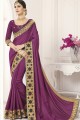 Latest Ethnic Violet Silk Saree with Embroidered
