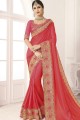 Ravishing Embroidered Saree in Peach Silk