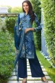 Crepe Palazzo Suits in steel Blue with Crepe