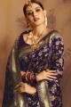 Dark Purple Weaving Saree in Jacquard & Silk