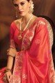 Coral Jacquard & Silk Weaving Saree with Blouse