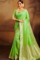 Weaving Jacquard & Silk Saree in Light Green with Blouse