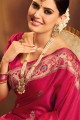 Saree in Rani Pink Jacquard & Silk with Weaving