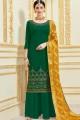 Forest Green Satin Satin Palazzo Suits with dupatta