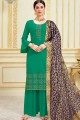 Stylish Green Palazzo Suits in Satin with Satin