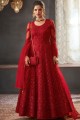 Net Anarkali Suits with Net in Red
