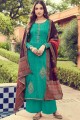 Palazzo Suits in sea Green Silk with Silk