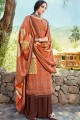 Maroon Palazzo Suits with Jacquard Pure pashmina