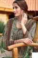 Green Palazzo Suits in Pure pashmina with Jacquard