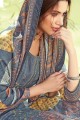Jacquard Palazzo Suits in Grey Pure pashmina