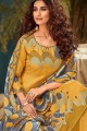 Exquisite Pure pashmina Mustard Palazzo Suits with dupatta
