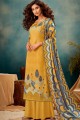Exquisite Pure pashmina Mustard Palazzo Suits with dupatta
