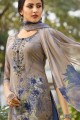 Crepe Grey Palazzo Suits with dupatta