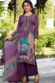 Purple Crepe Palazzo Suits with Crepe
