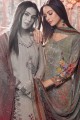 Latest Crepe Palazzo Suits in Grey with dupatta