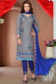 Cotton Churidar Suits with Cotton in Grey