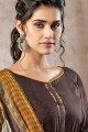 Brown Patiala Suits with Cotton Jacquard