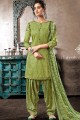 Green Jacquard Patiala Salwar Patiala Suits with Cotton