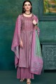 Palazzo Suits in Light Violet Satin with Satin