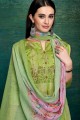 Latest Green Palazzo Suits in Satin with Satin
