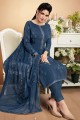 Cotton Palazzo Suits in Teal Blue Cotton