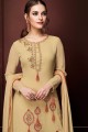 Straight Pant Suit in chikoo  Georgette with Georgette