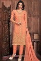 Peach Georgette Straight Pant Straight Pant Suit in Georgette
