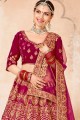 Impressive Rani pink Velvet Lehenga Choli