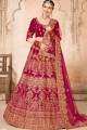 Impressive Rani pink Velvet Lehenga Choli