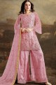 Patiala Suits in Light Pink Net with Net