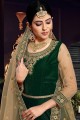 Anarkali Suits in Dark Green Velvet with Velvet