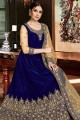 Anarkali Suits in Blue Velvet with Velvet